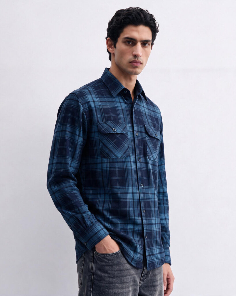 Casual Check Shirt - Navy