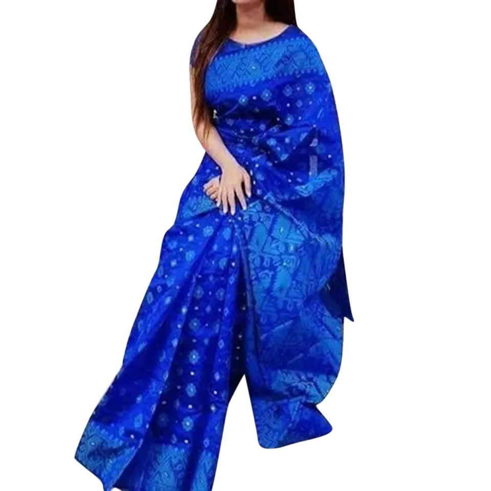 Cotton Jamdani Saree - Blue